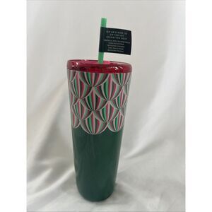 Starbucks 2024 Insulated Holiday Hot & Cold Cup 24oz Sip Or Straw Lid Green NEW‎